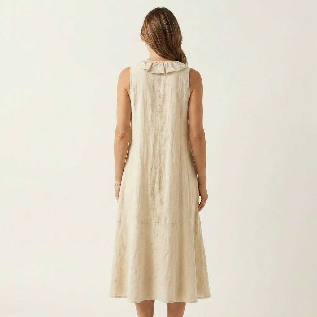 Vicky™ | Ruffle-Front V-Neck Sleeveless Maxi Dress