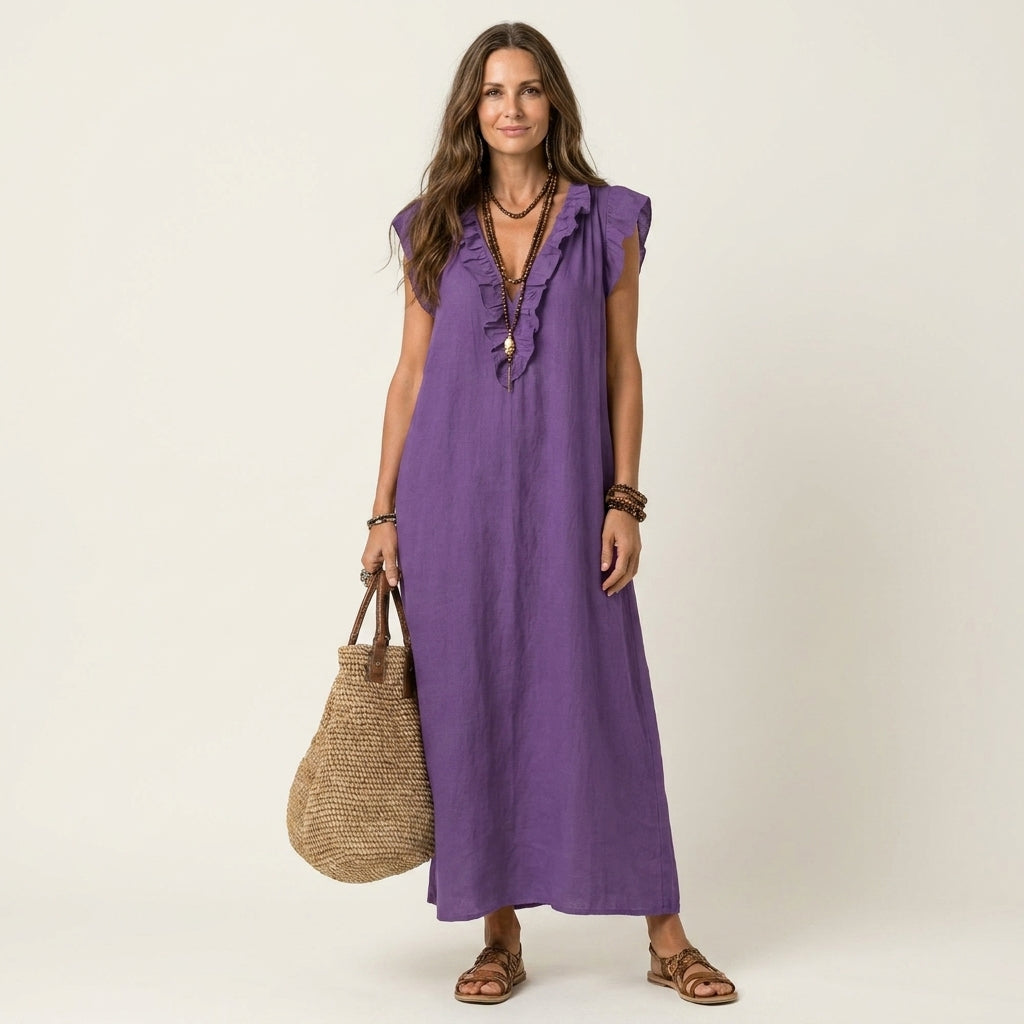 Josette™ | Ruffle V-Neck Maxi Dress