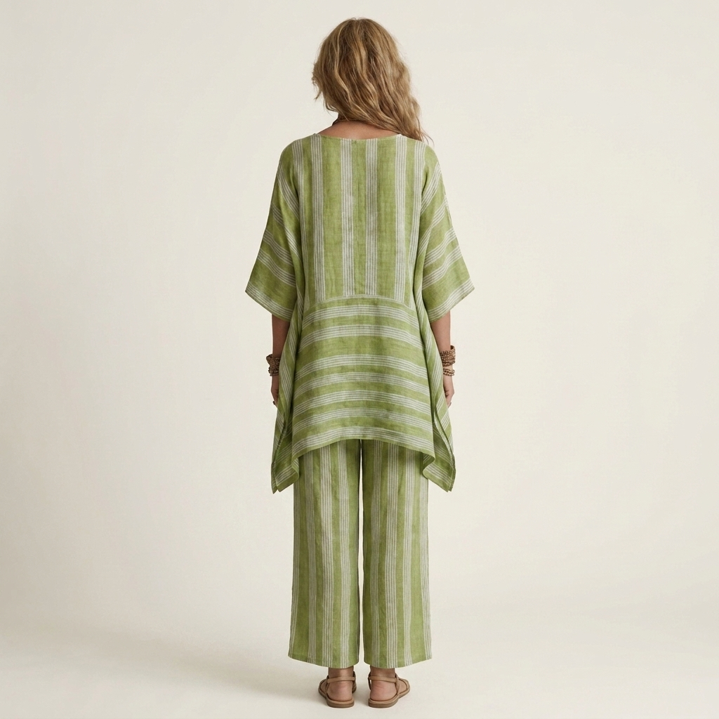Kiara™ | Two-Piece Striped Cotton-Linen Set