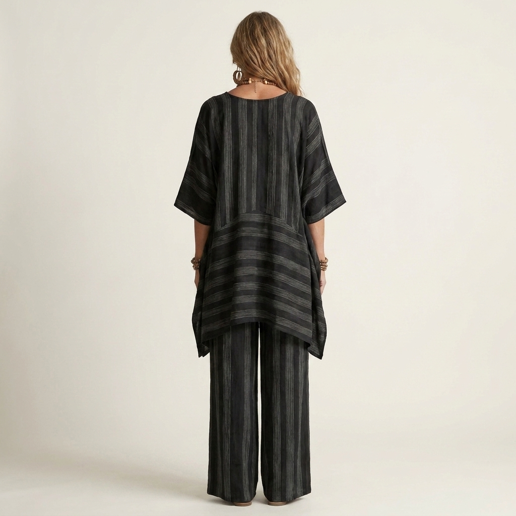 Kiara™ | Two-Piece Striped Cotton-Linen Set