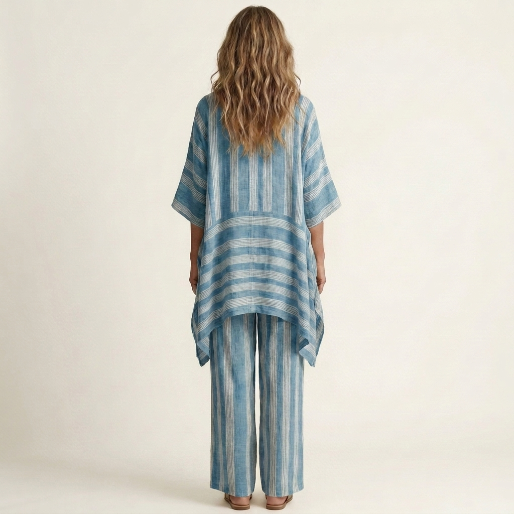 Kiara™ | Two-Piece Striped Cotton-Linen Set
