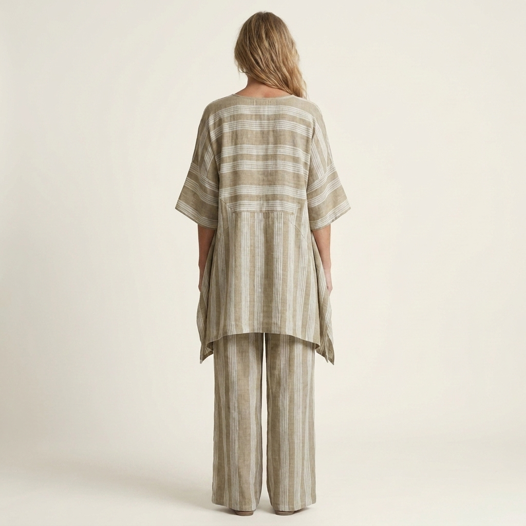 Kiara™ | Two-Piece Striped Cotton-Linen Set
