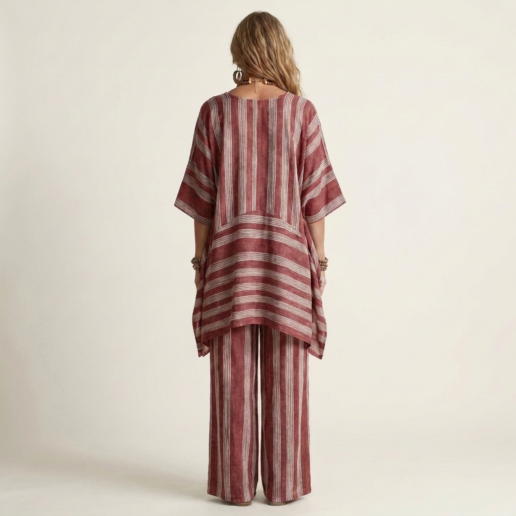 Kiara™ | Two-Piece Striped Cotton-Linen Set