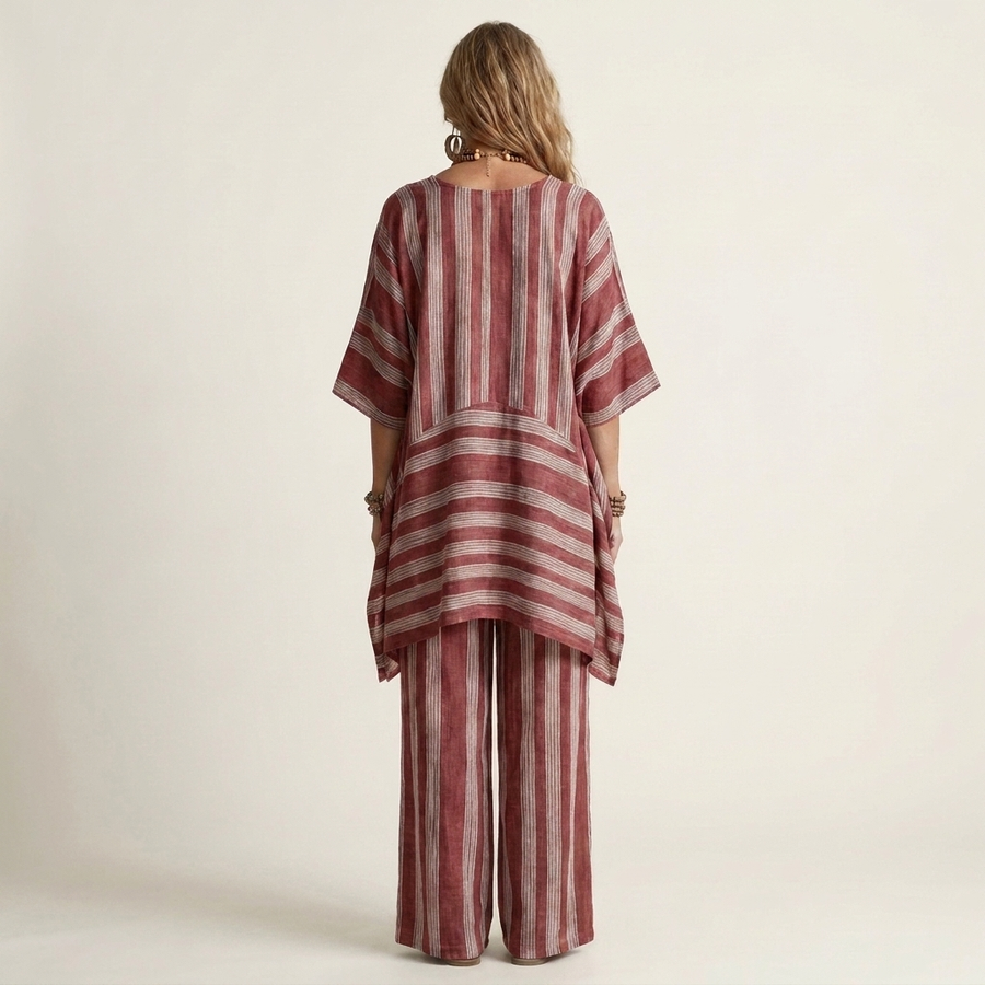 Kiara™ | Two-Piece Striped Cotton-Linen Set