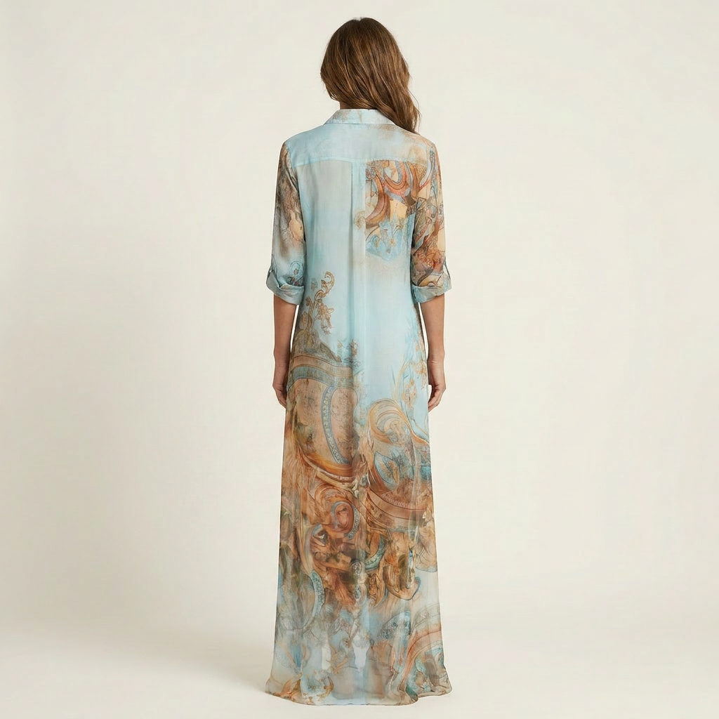 Lanie™ | Silk Maxi Shirt Dress
