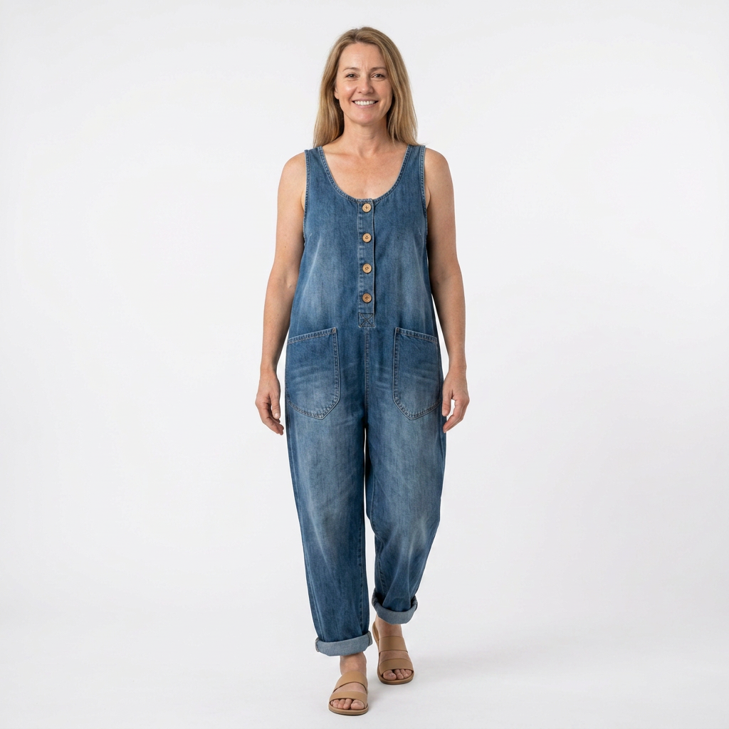 June - Vintage Soft Cotton Denim Overall