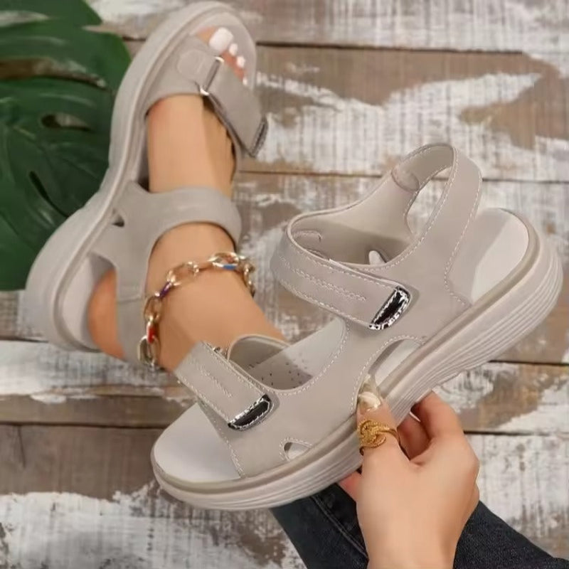 Isabella | Beige Comfort Strap Sandals