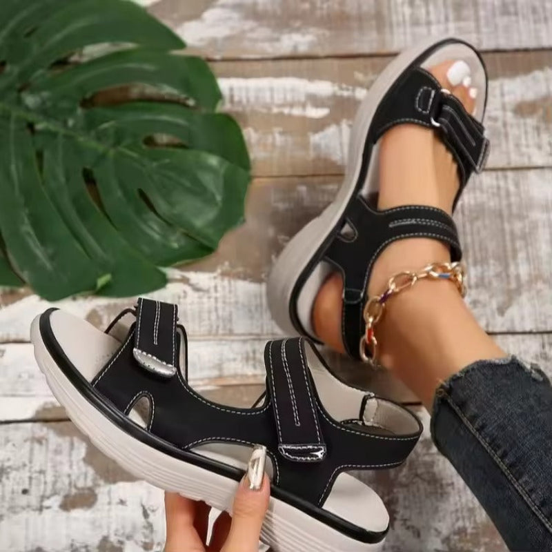 Juliet | Black Comfort Strap Sandals