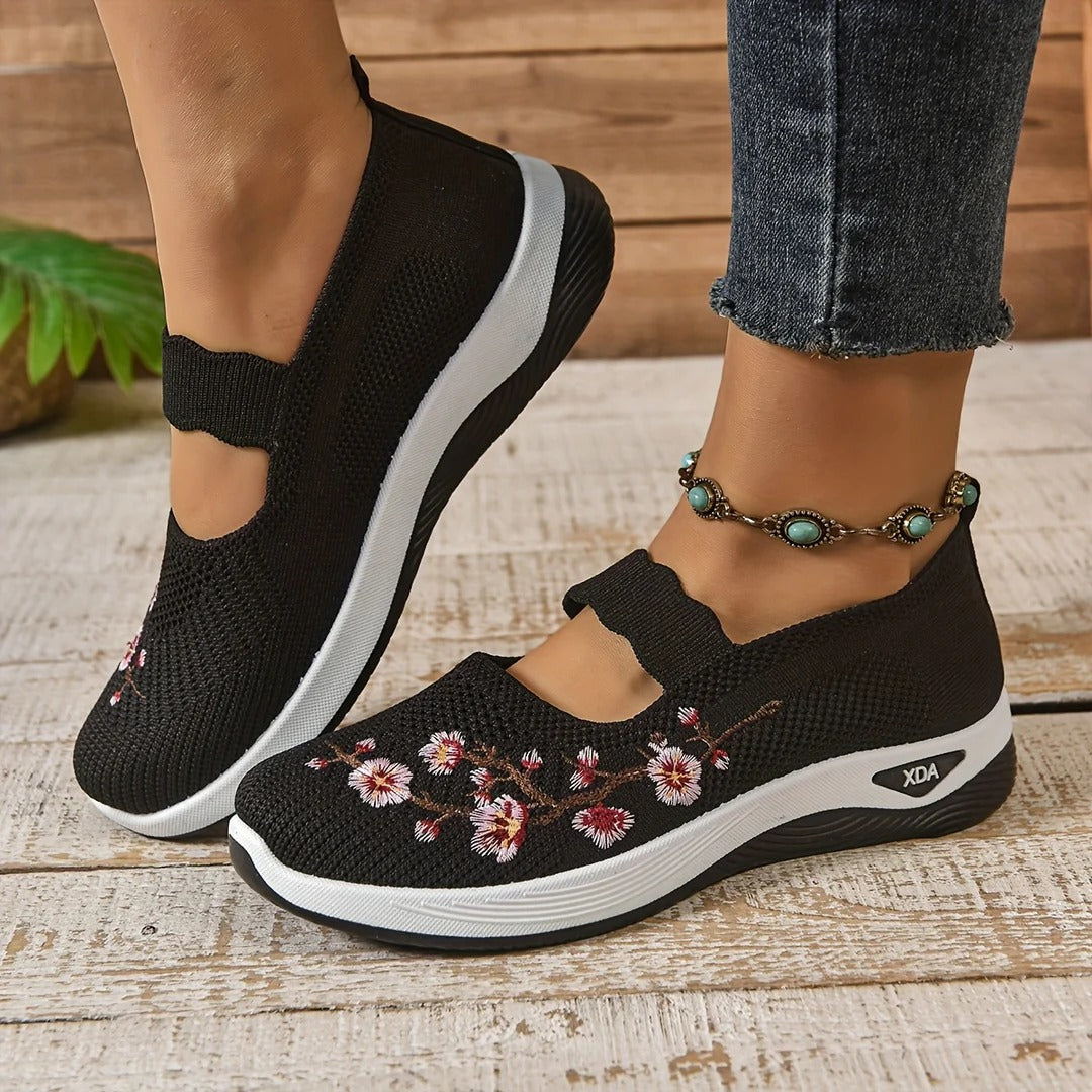 Aurora | Ergonomic Embroidered Flats