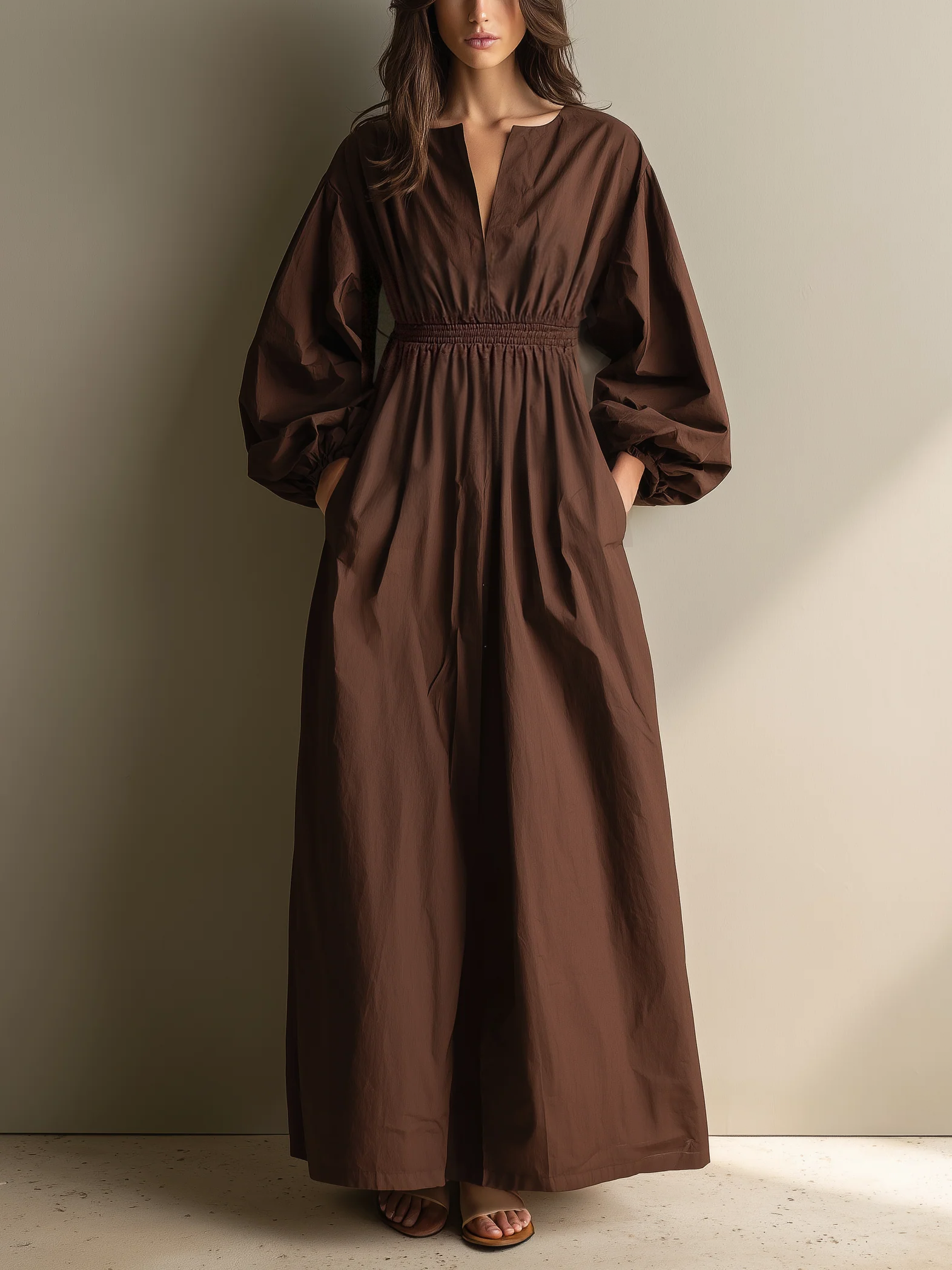 Jasmine | Casual Brown Cotton Linen