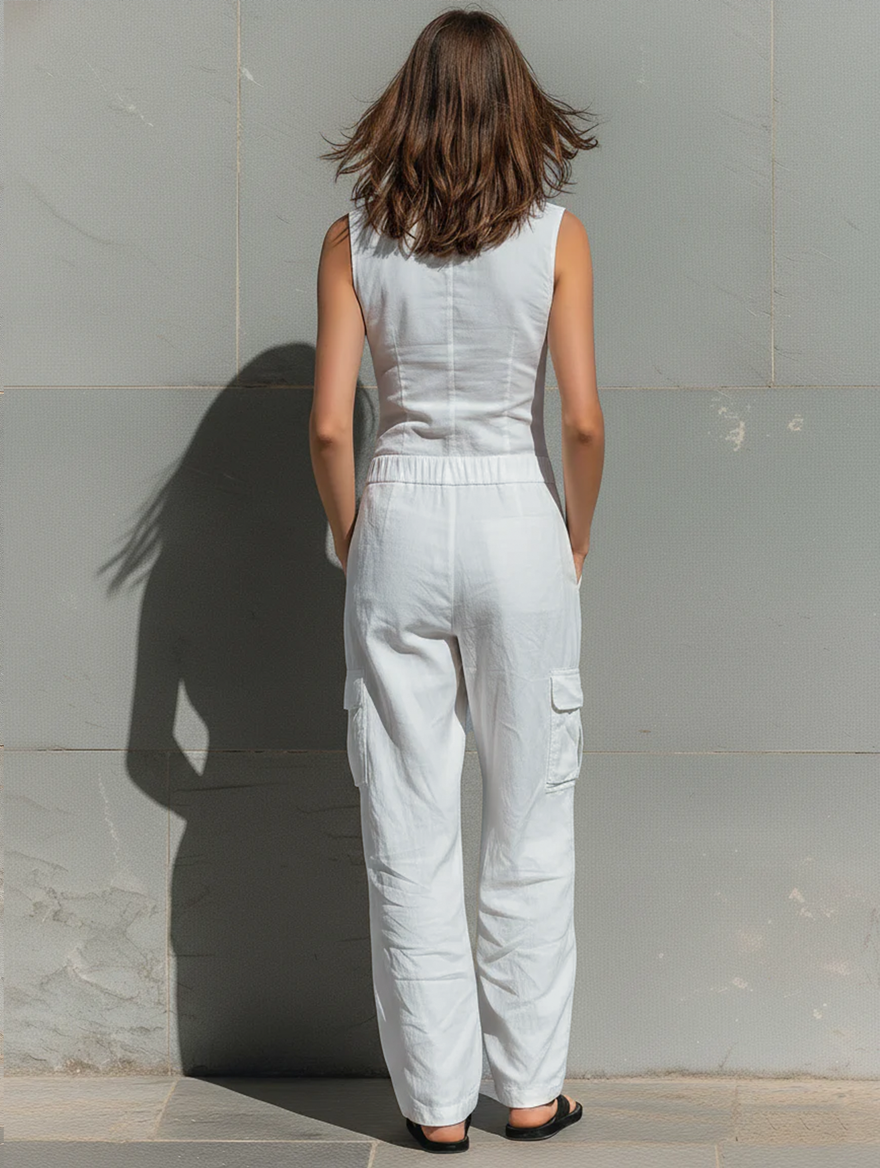 Jean | Cotton Blend Single-breasted Sleeveless