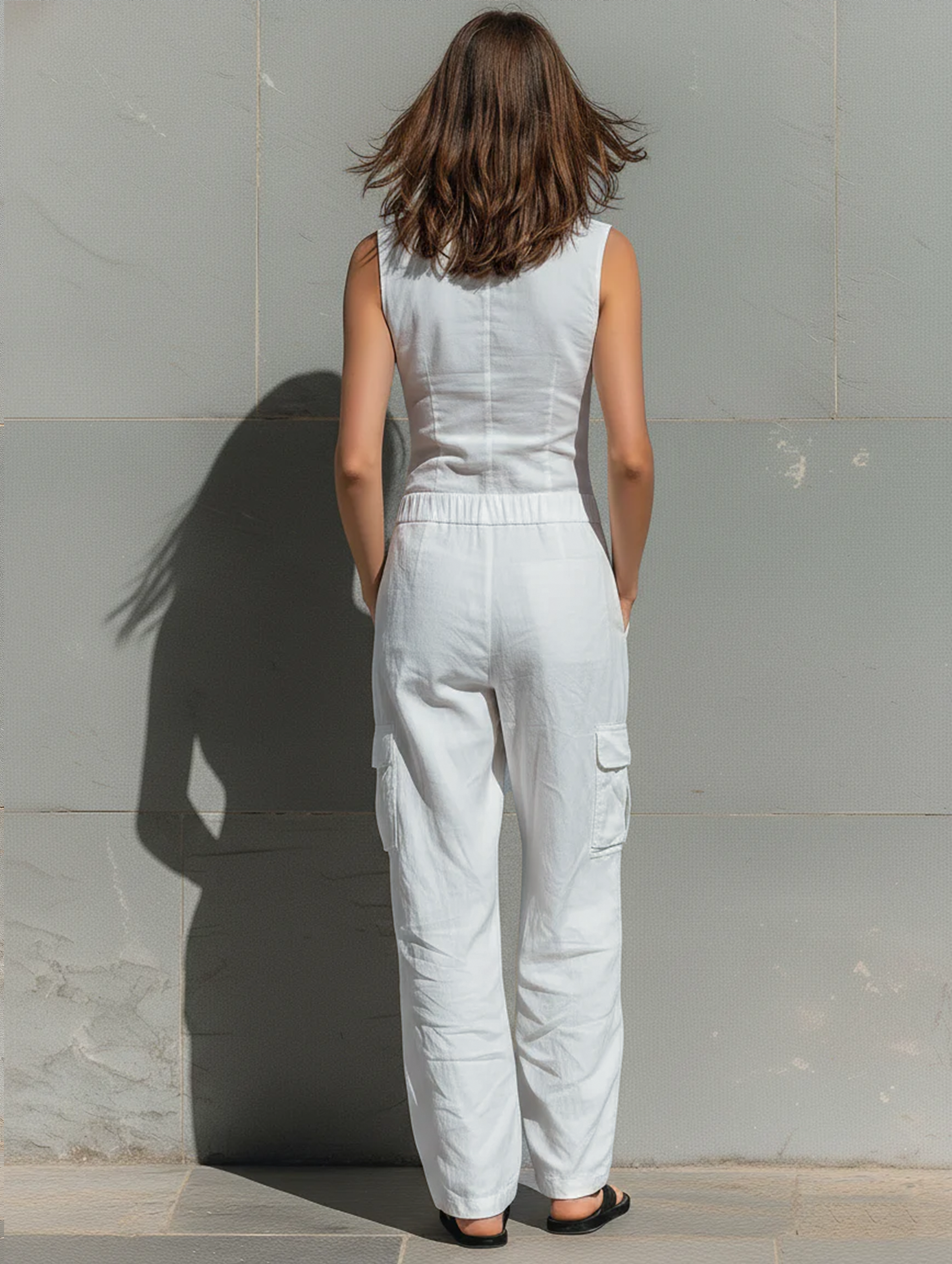 Jean | Cotton Blend Single-breasted Sleeveless