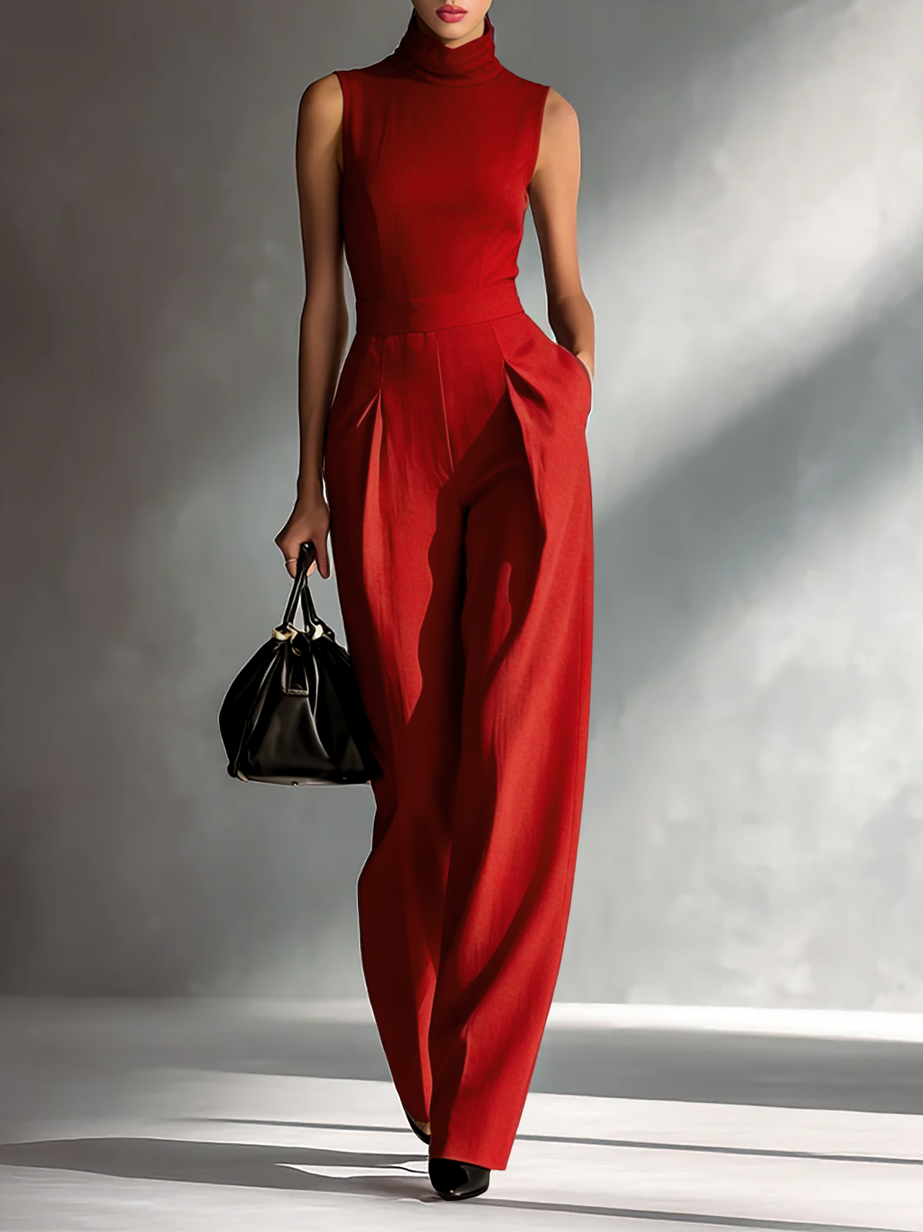 Lena | Sleek Cotton-Linen Blend Burgundy