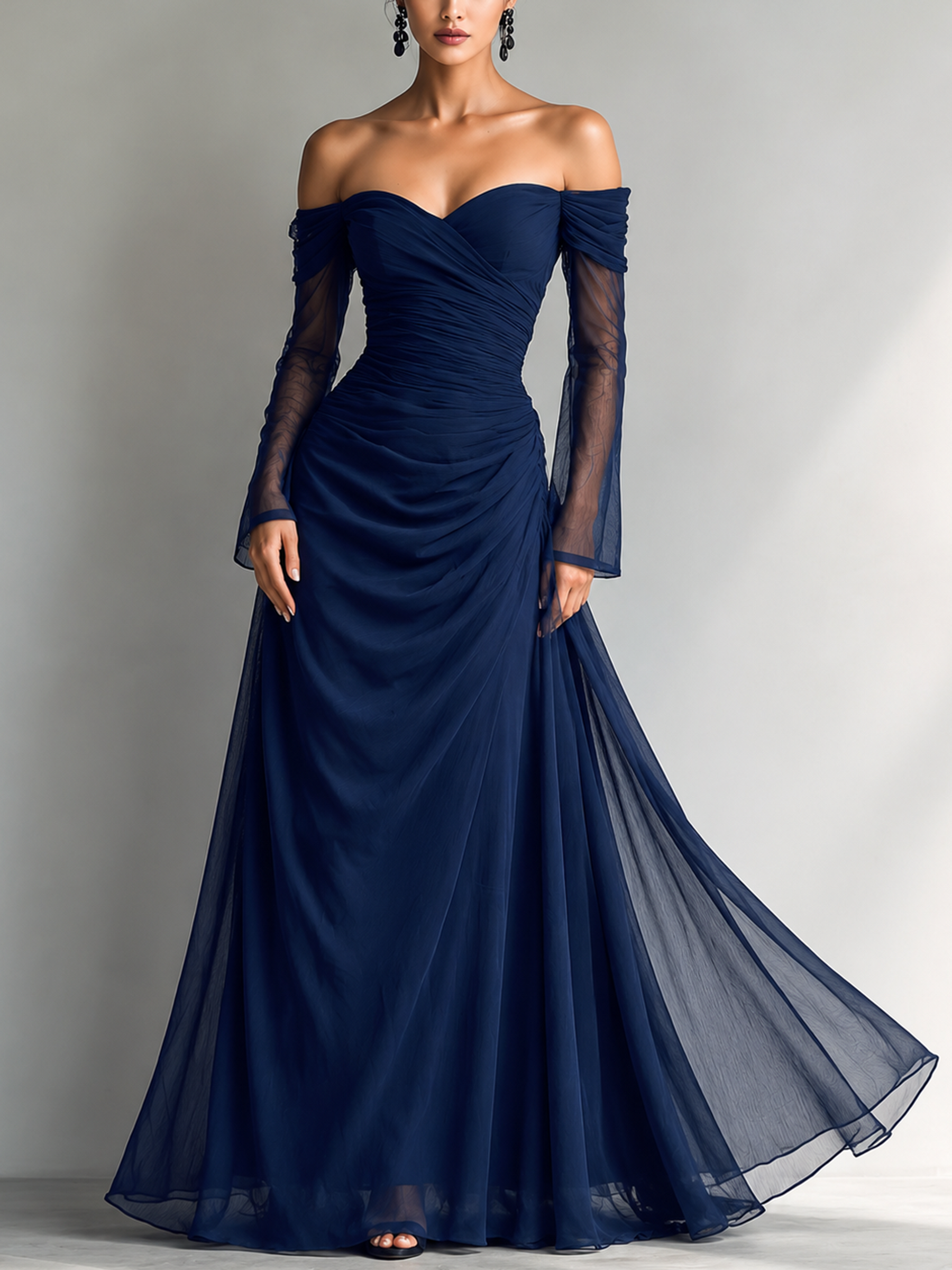 Elise | Elegant Dark Blue Chiffon