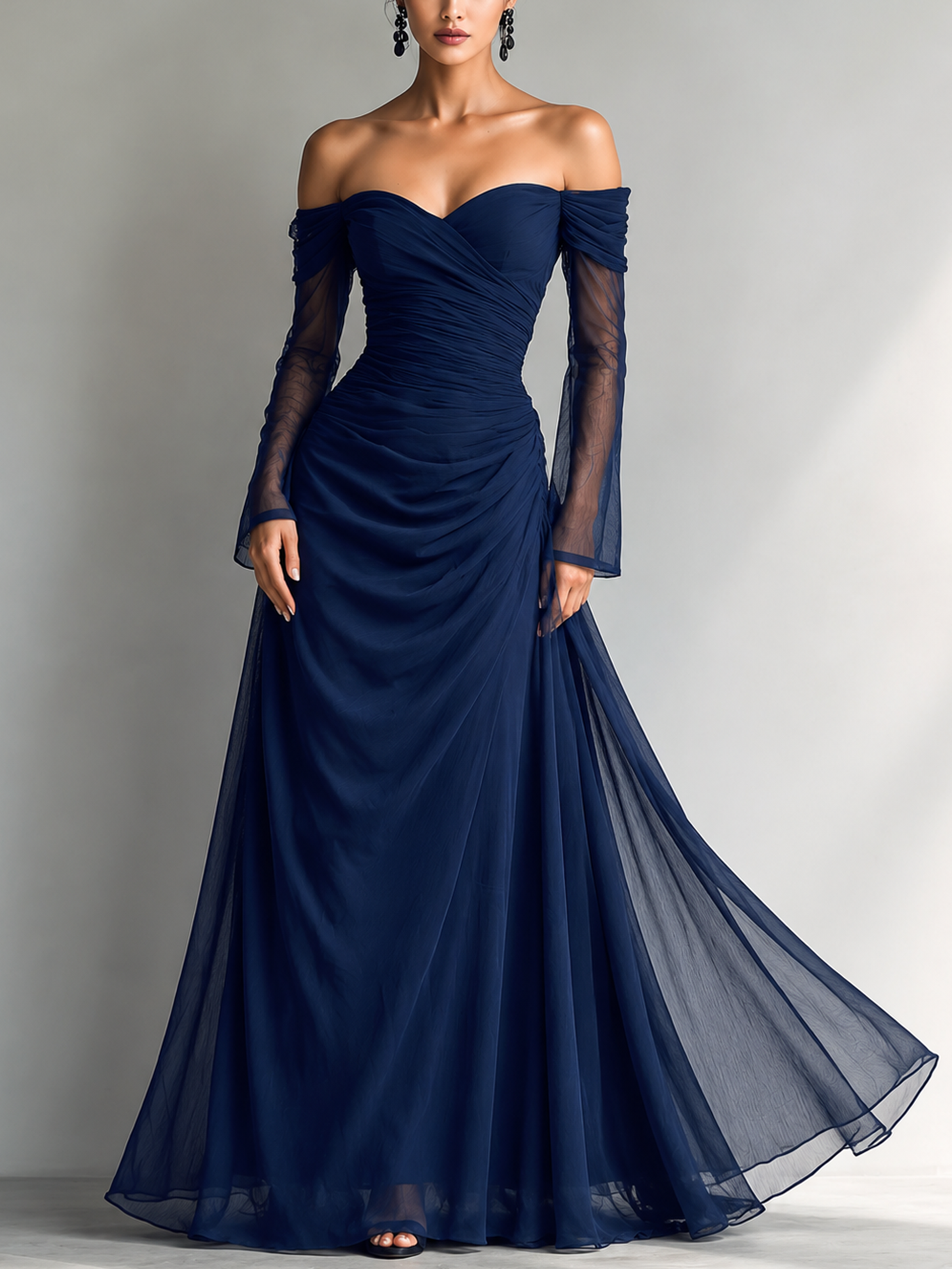 Elise | Elegant Dark Blue Chiffon