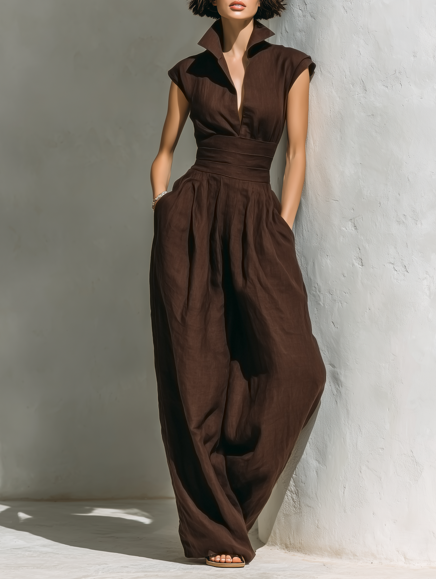 Evelyn | Linen Blend Jumpsuit Cap