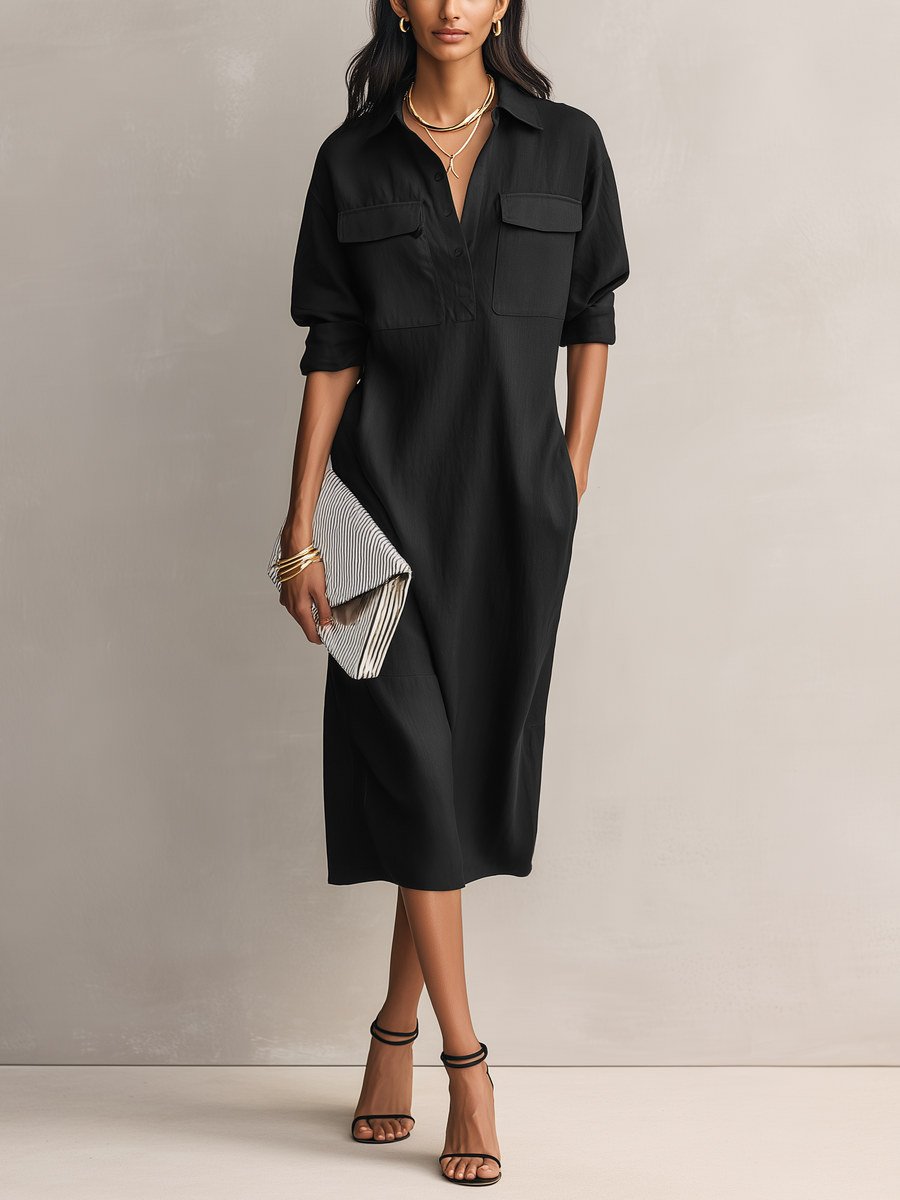 Bridget | Elegant Black Cotton-linen Blend