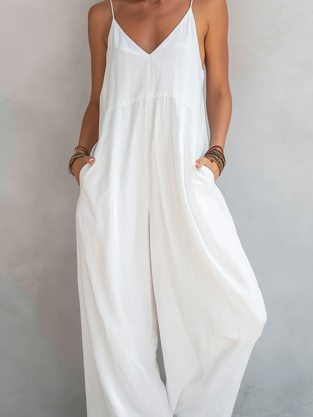 Josie | Casual White Cotton-linen Blend