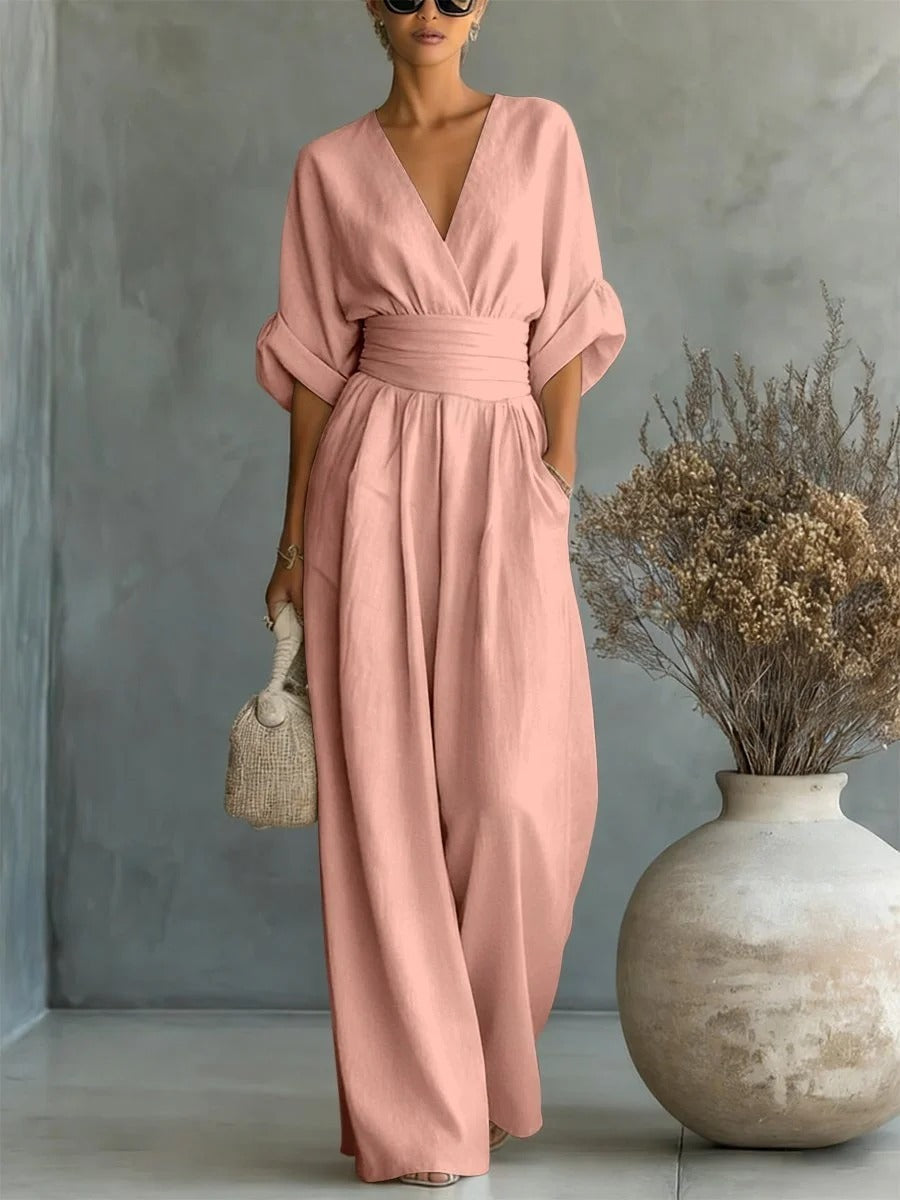 Maya | V-Neck High-Waisted Jumpsuit