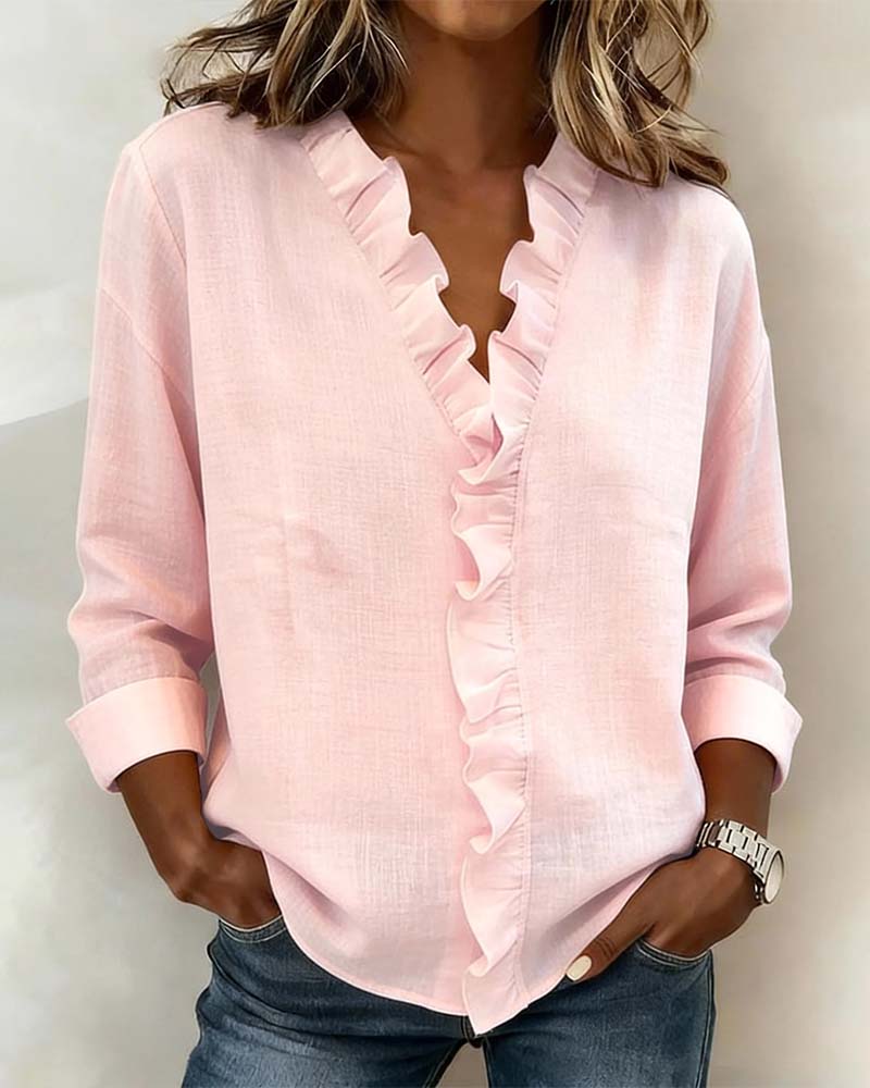 Solange™ | Ruffle V-Neck Blouse