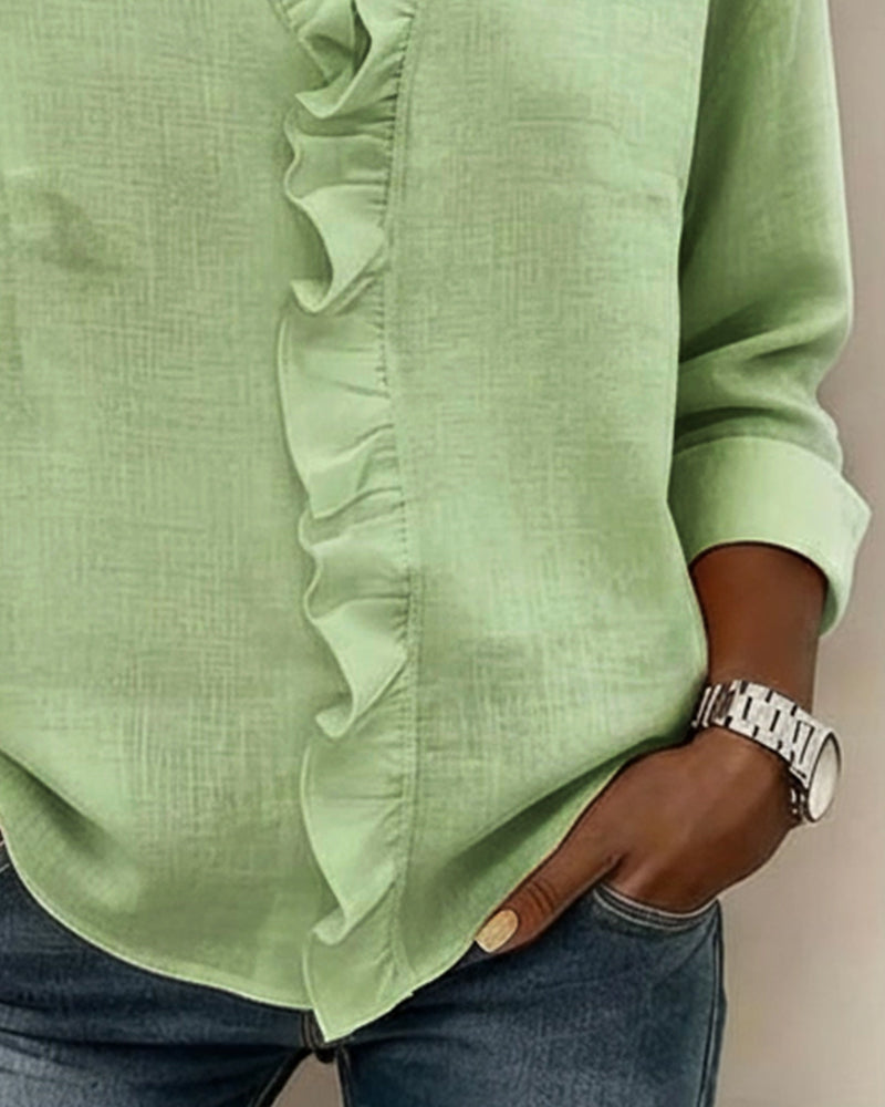 Solange™ | Ruffle V-Neck Blouse