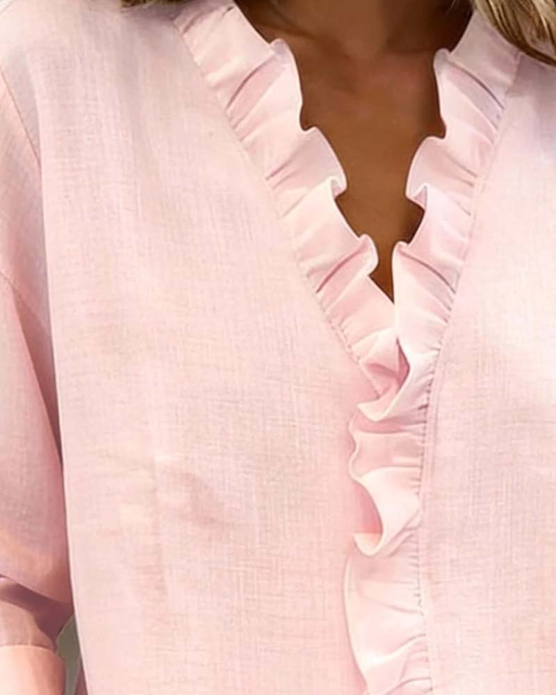 Solange™ | Ruffle V-Neck Blouse