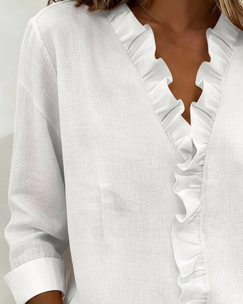 Solange™ | Ruffle V-Neck Blouse