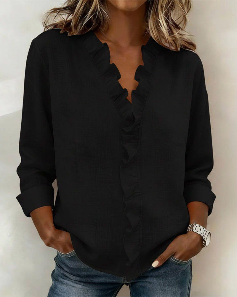 Solange™ | Ruffle V-Neck Blouse