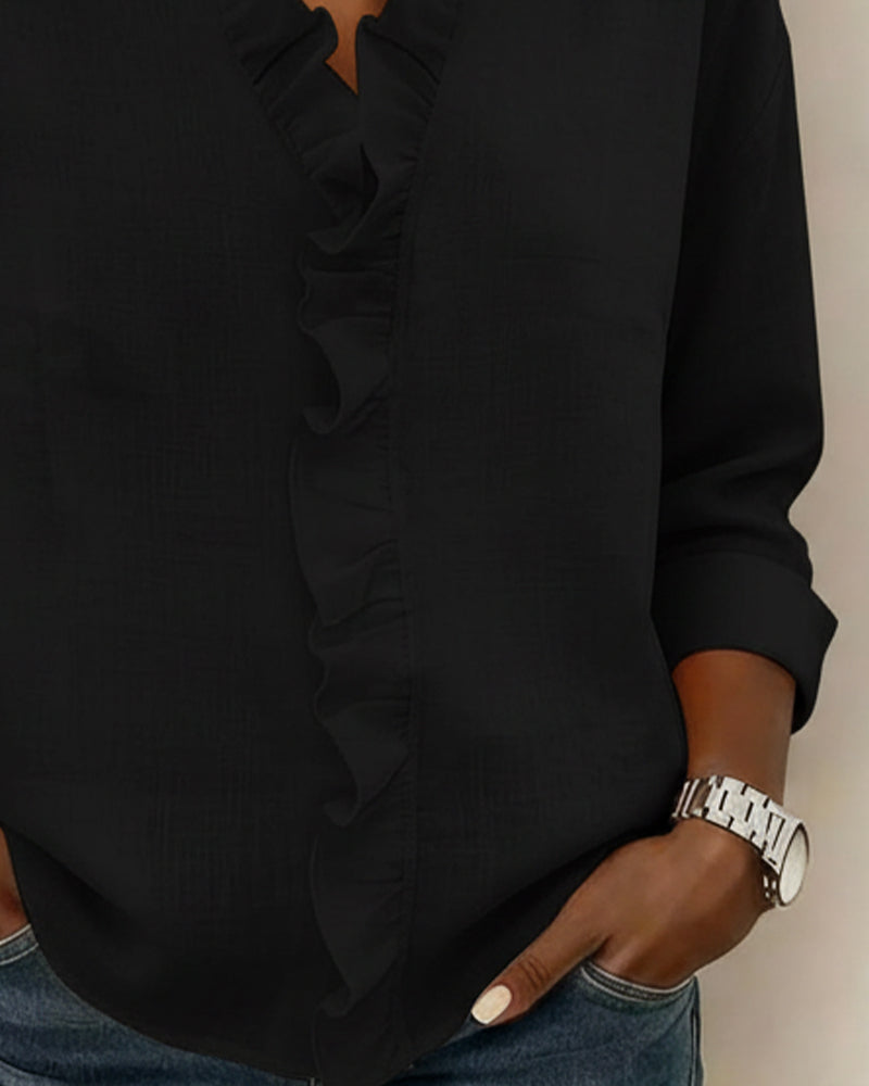 Solange™ | Ruffle V-Neck Blouse