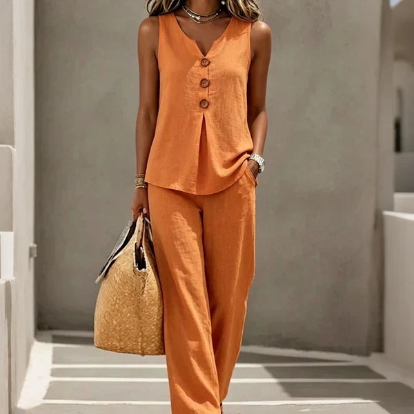 Crema | Elegant Wide-Fit Two-Piece Set