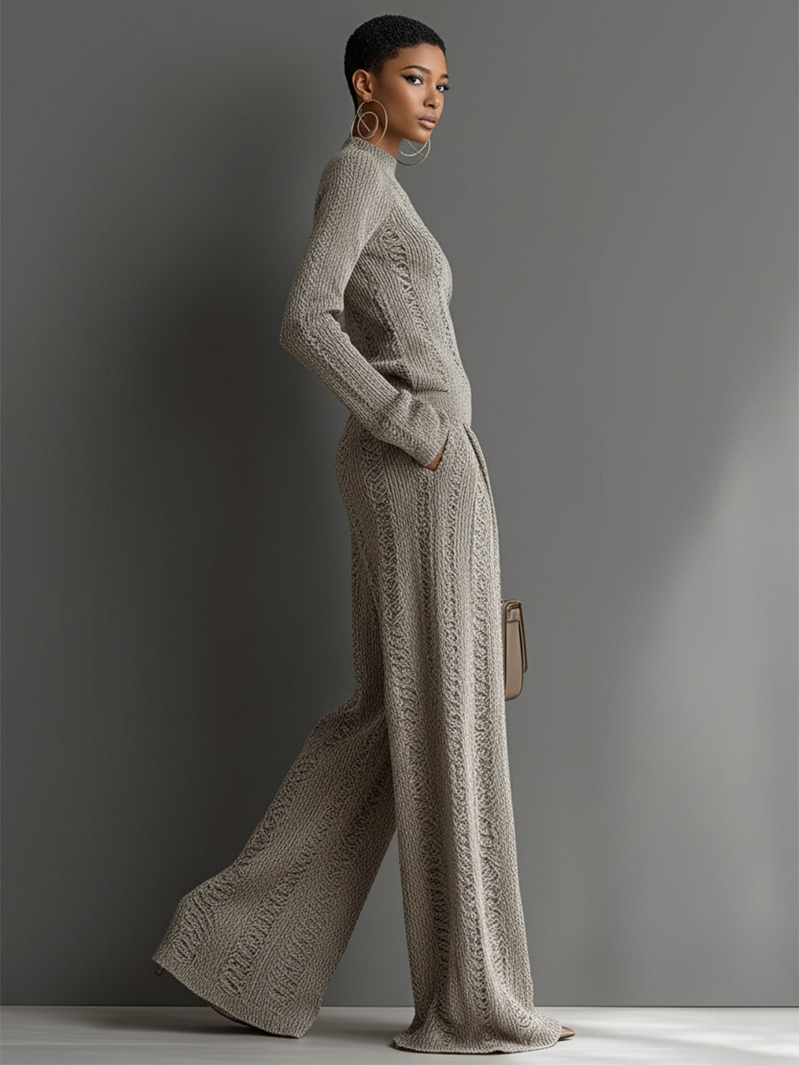 Yvonne | Taupe Elegant Knit Textured