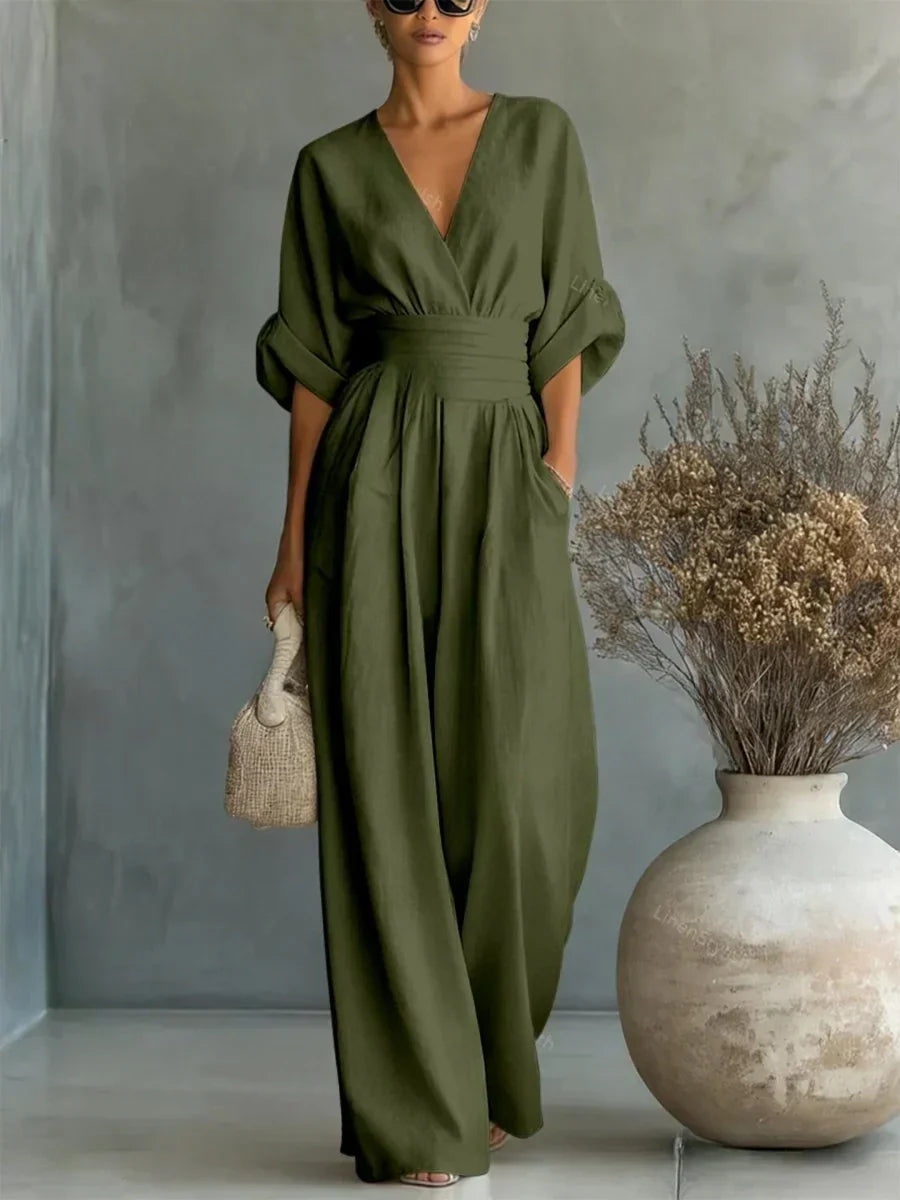 Maya | V-Neck High-Waisted Jumpsuit