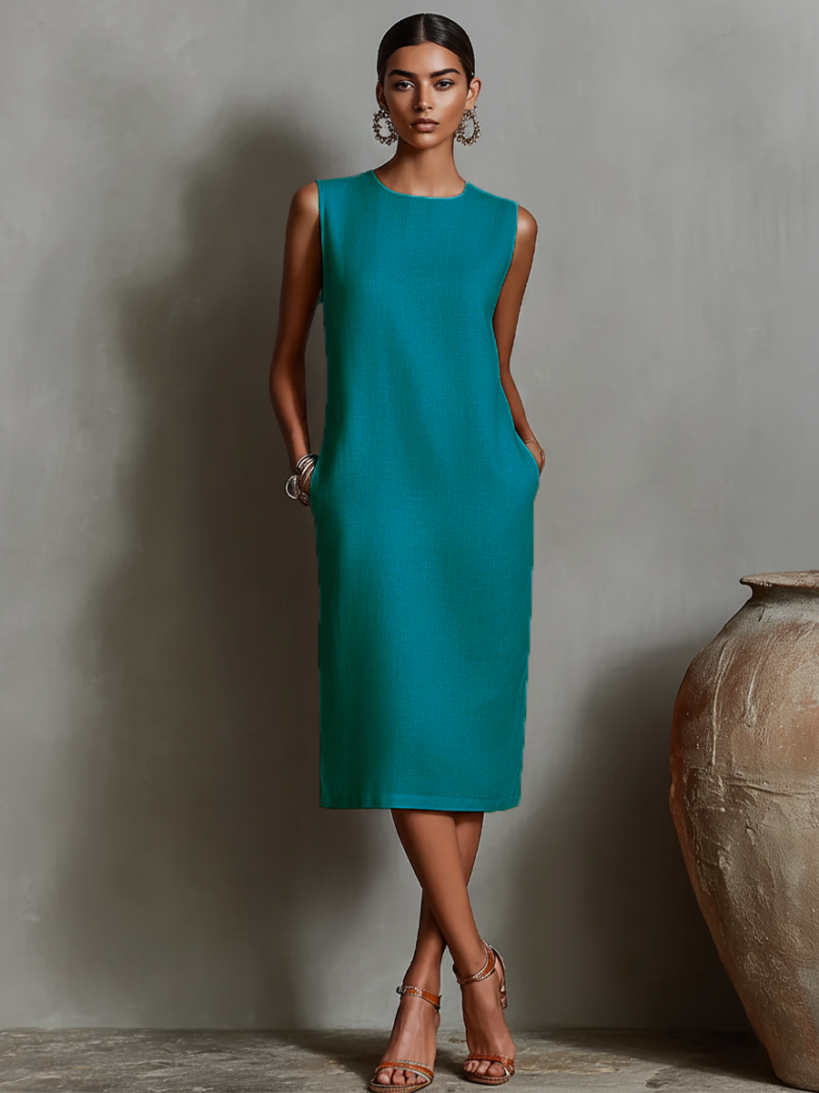 Amara | Orange Linen Shift Dress