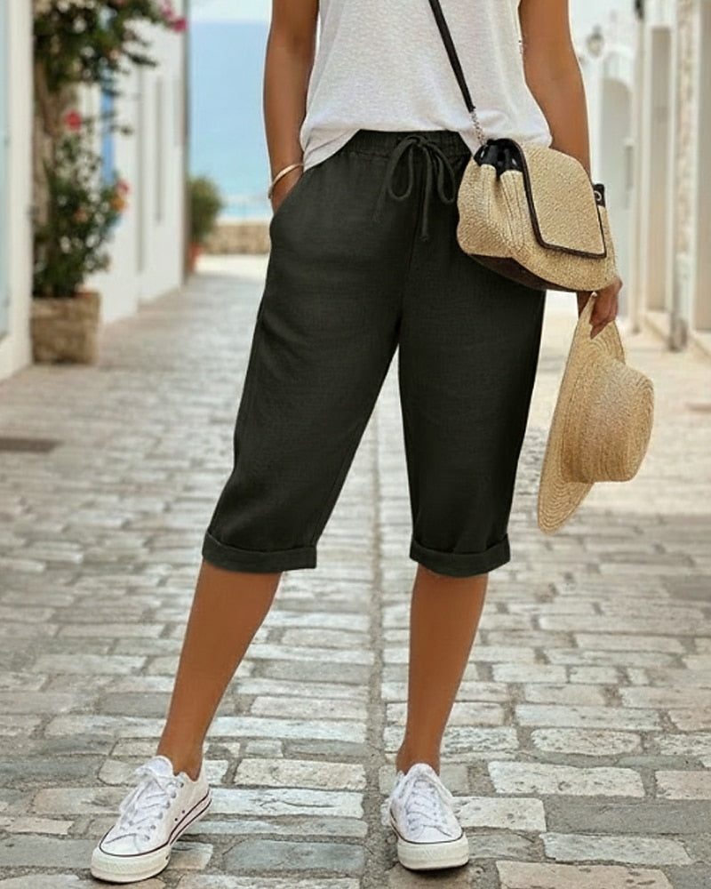 Aiza | Everyday Cropped Linen Pants